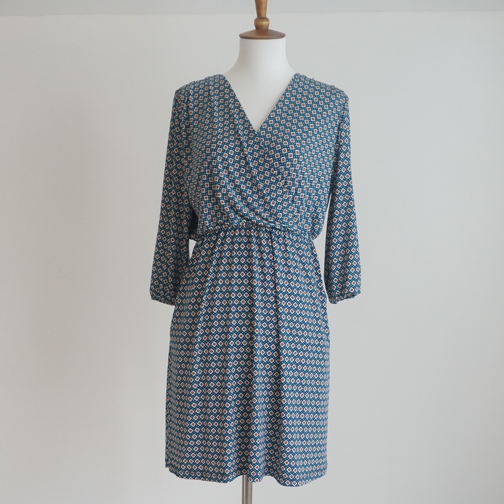 Modcloth Printed Faux Wrap Dress Size Small